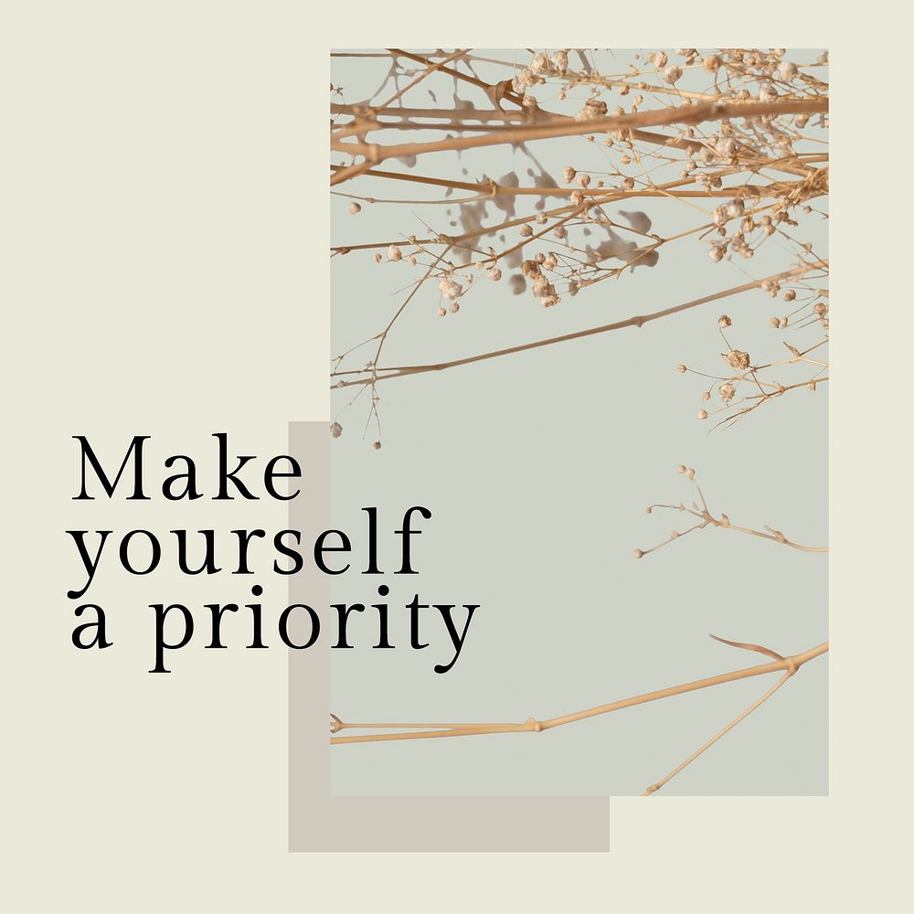 Self love quote template psd for social media post make yourself a priority