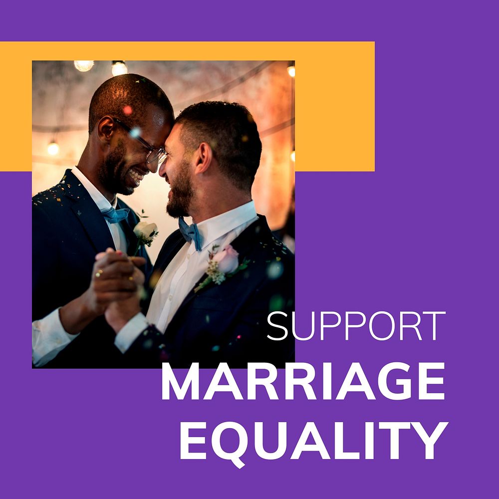 Support marriage equality template vector LGBTQ pride month celebration social media post 