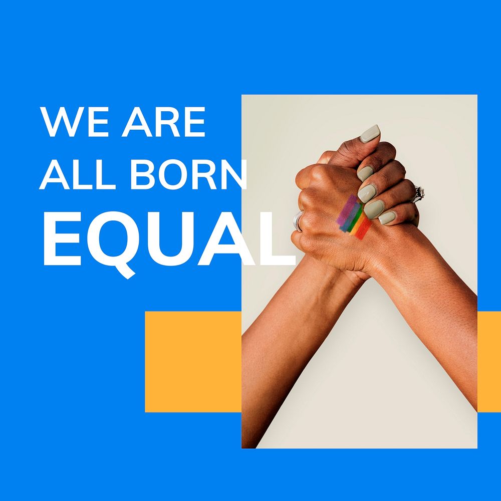 Pride month LGBTQ template vector we are born equal gay rights support social media post