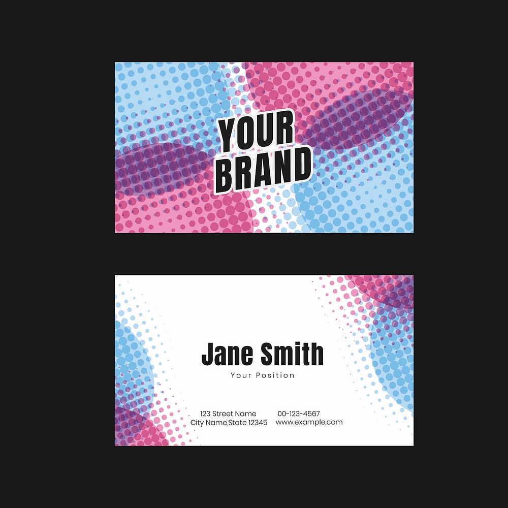 Business card template vector halftone style set