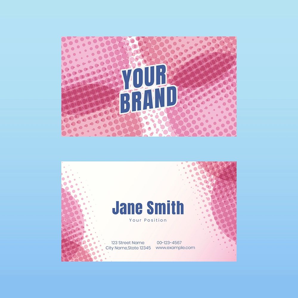 Business card template vector halftone style set