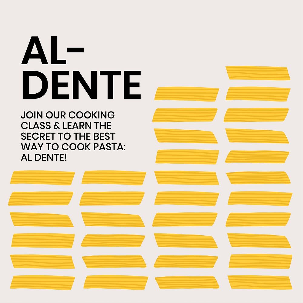 Cute pasta doodle template vector for food social media post