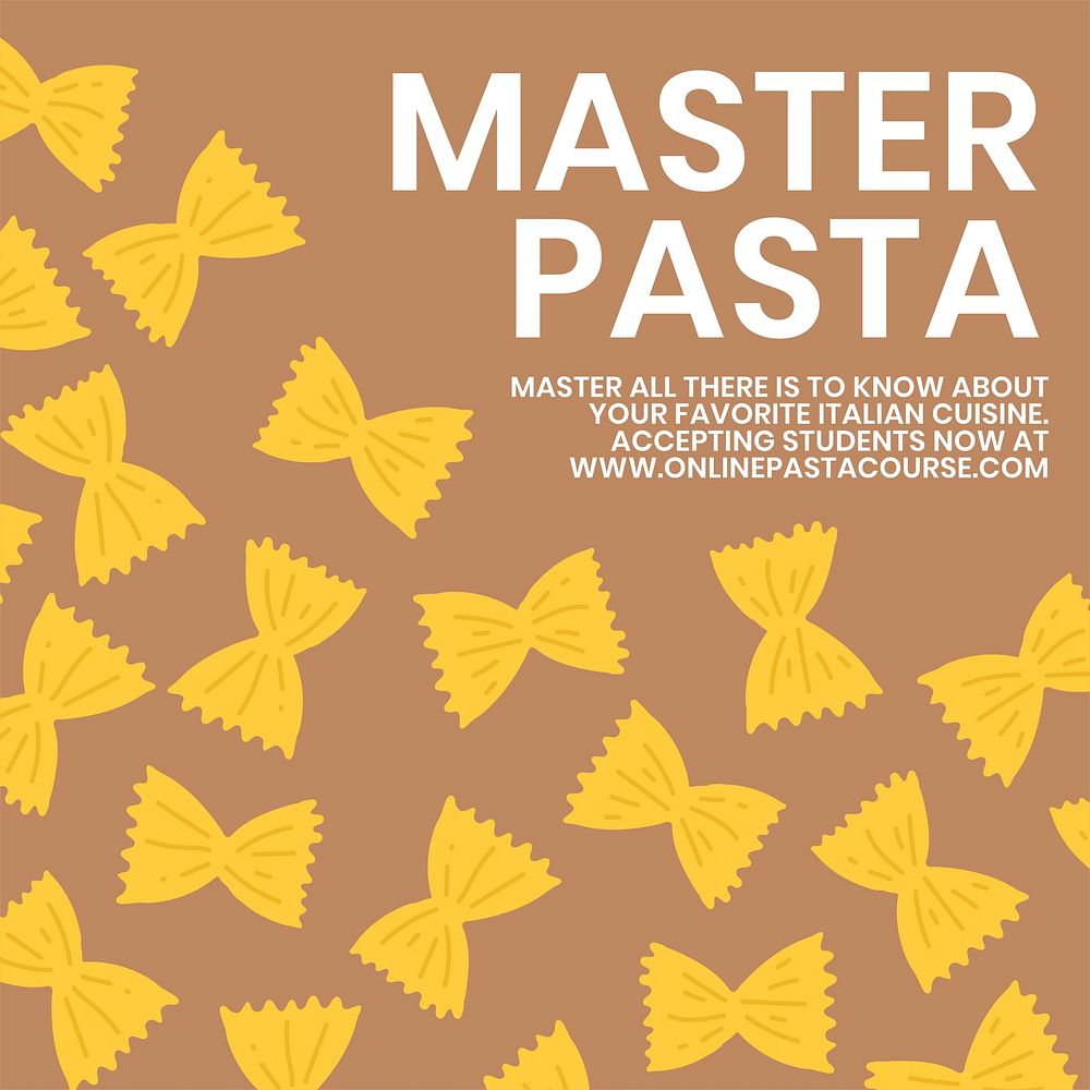 Master pasta pasta food template vector cute doodle social media post
