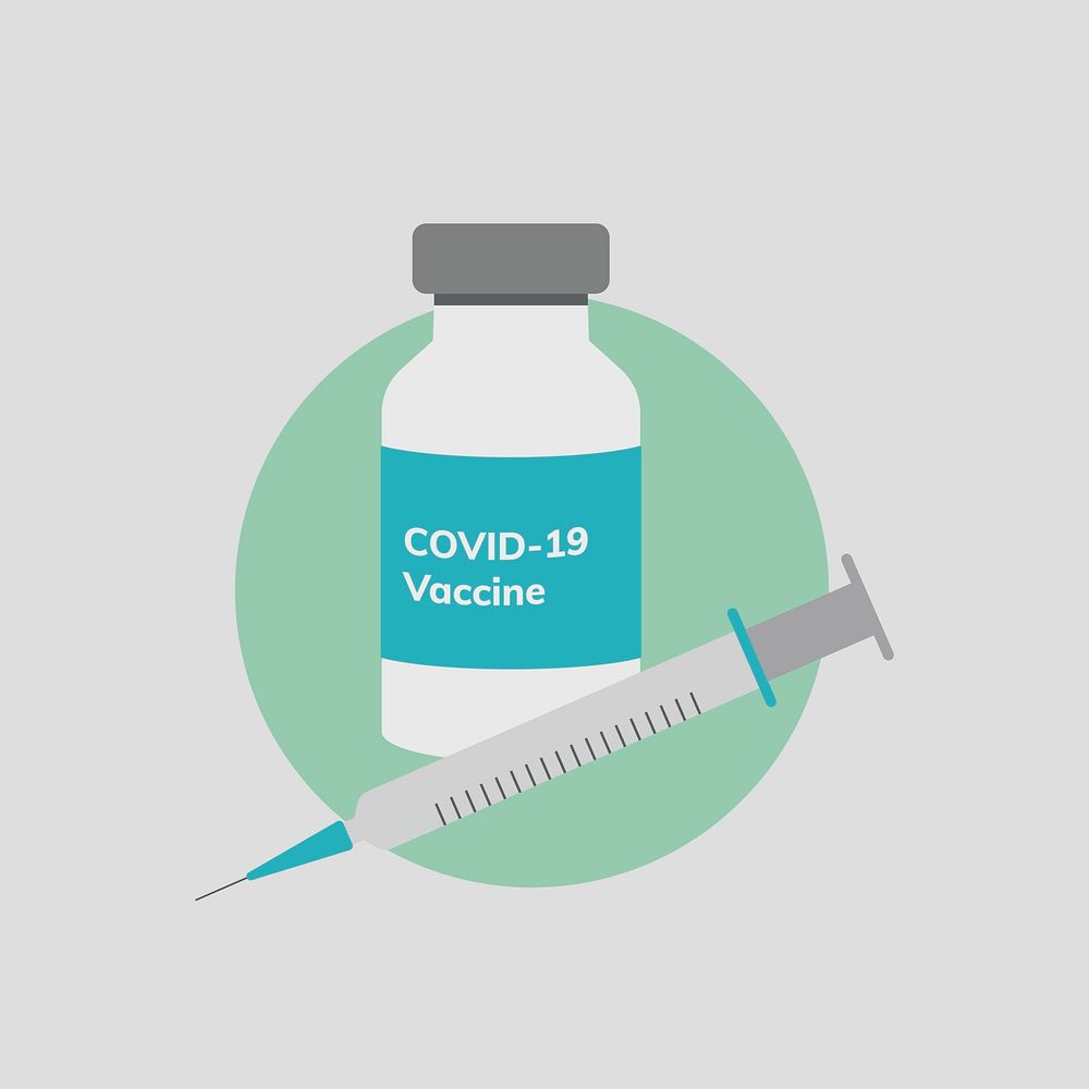 Coronavirus vaccine, COVID 19 vector flat design