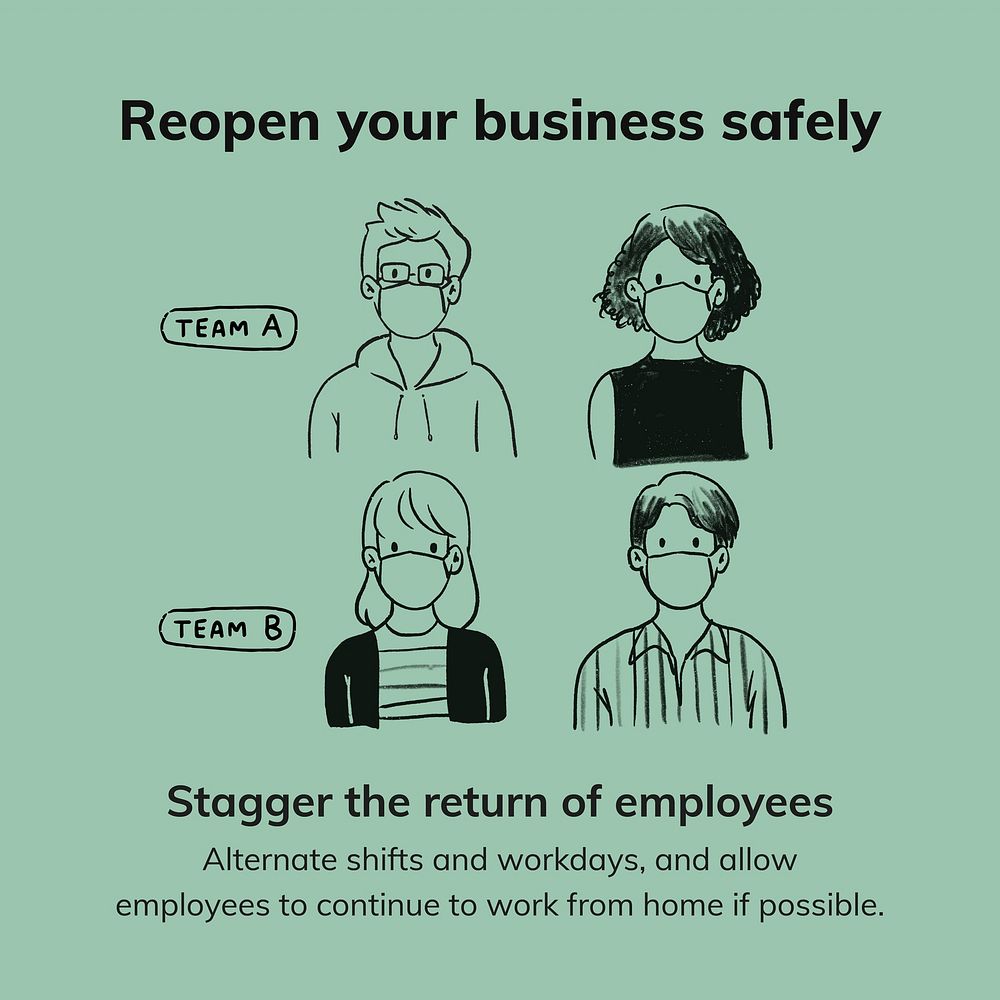 IG template reopen business vector, return to work guidance for employees