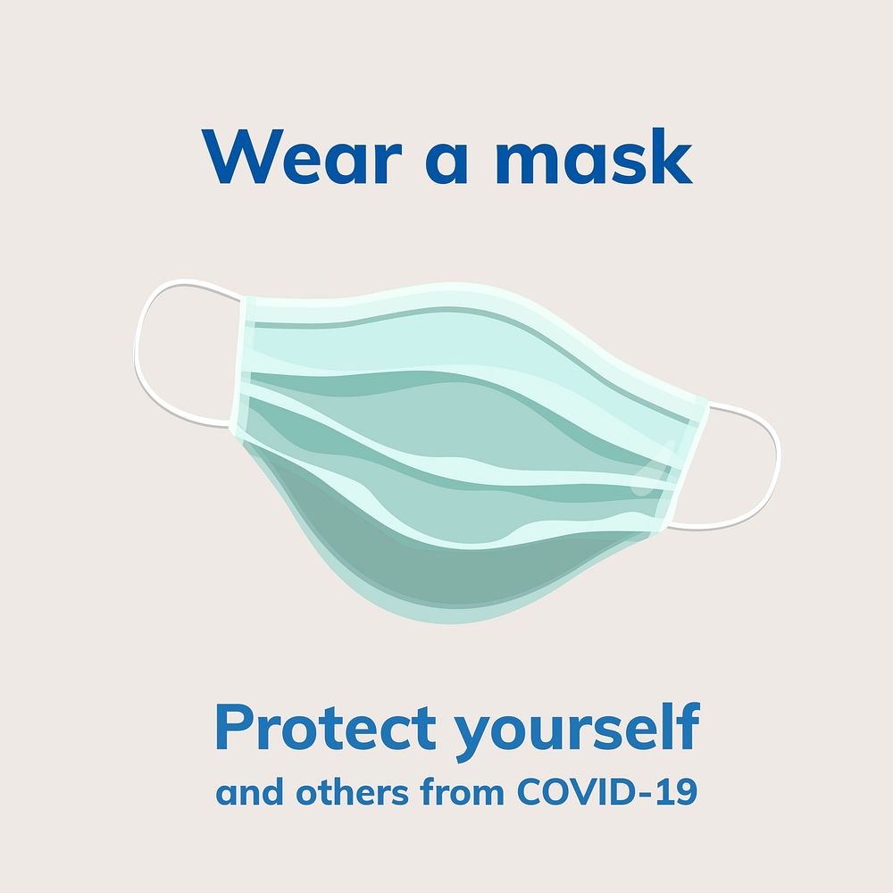 Coronavirus Instagram template vector, wear a mask