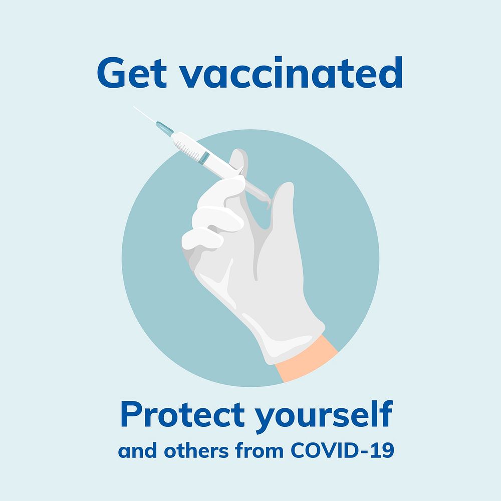 Get vaccinated coronavirus template, protect yourself vector social media post