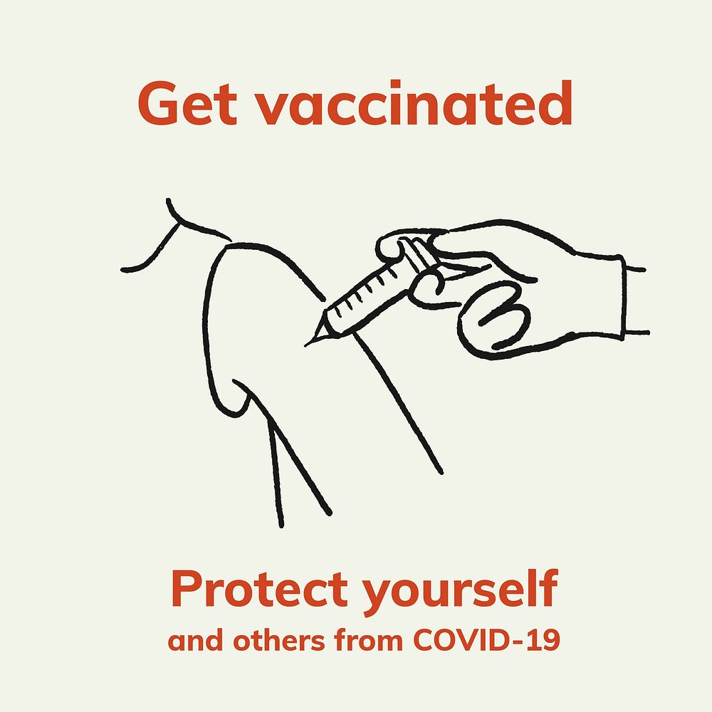COVID 19 get vaccinated template, vector protect yourself social media post