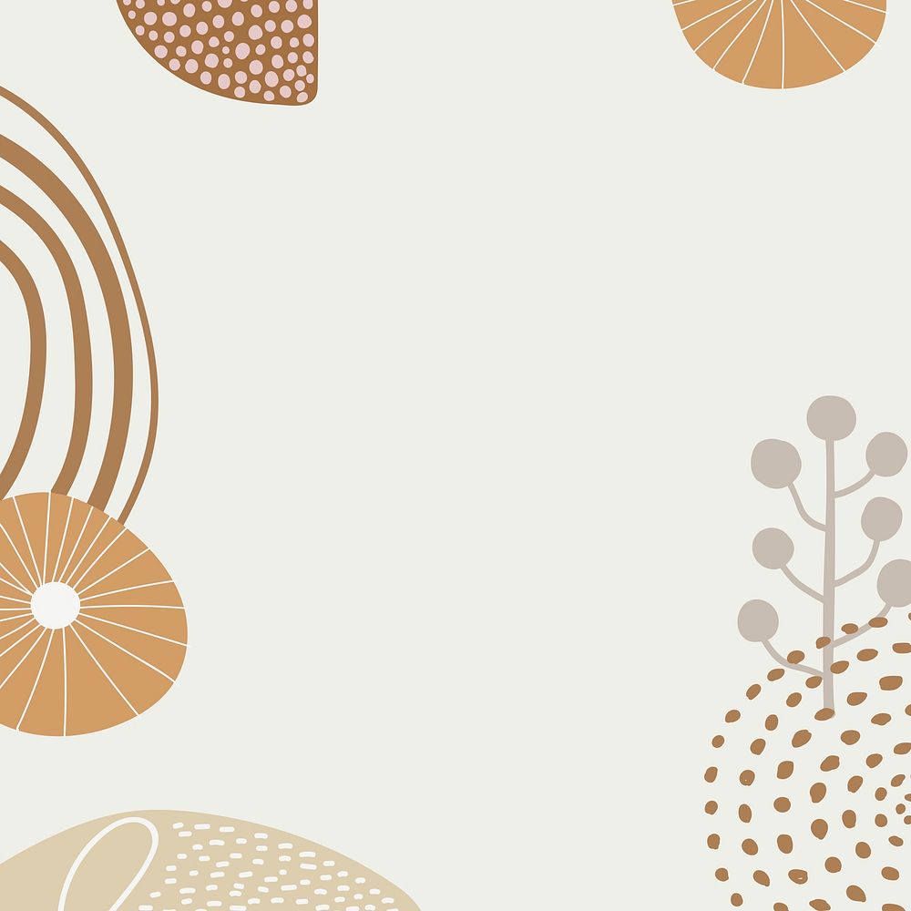 Beige frame background, abstract Scandinavian floral design vector