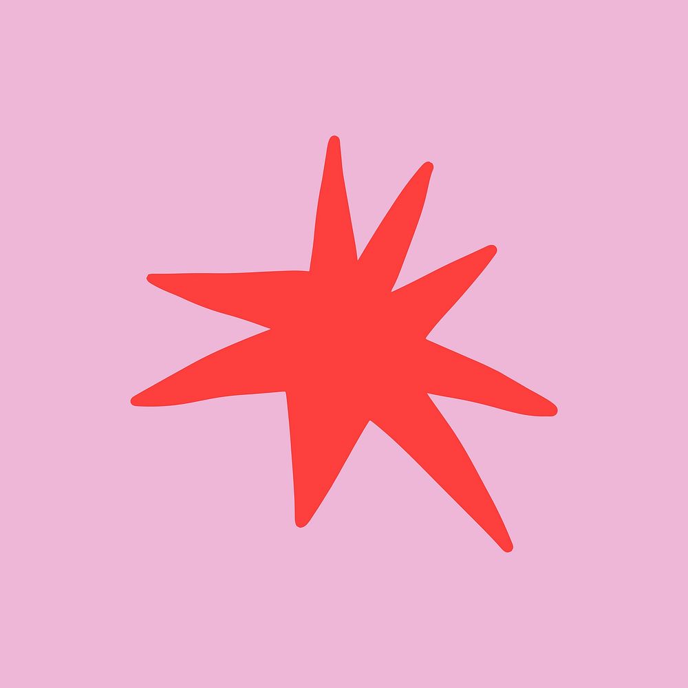 Starburst shape sticker, pink abstract design vector