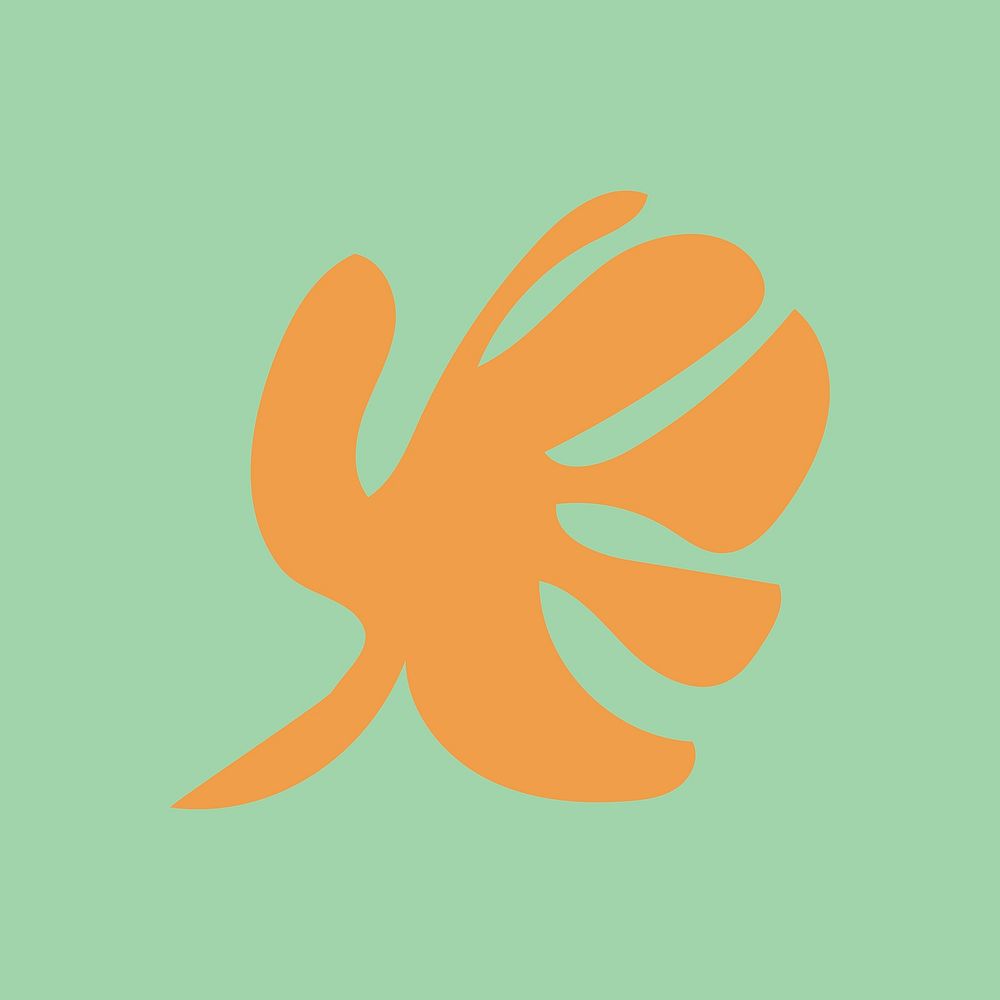 Monstera leaf sticker, orange botanical element vector