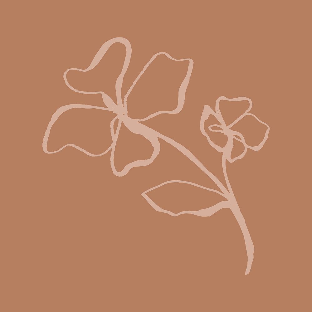 Brown flower sticker, botanical collage element vector