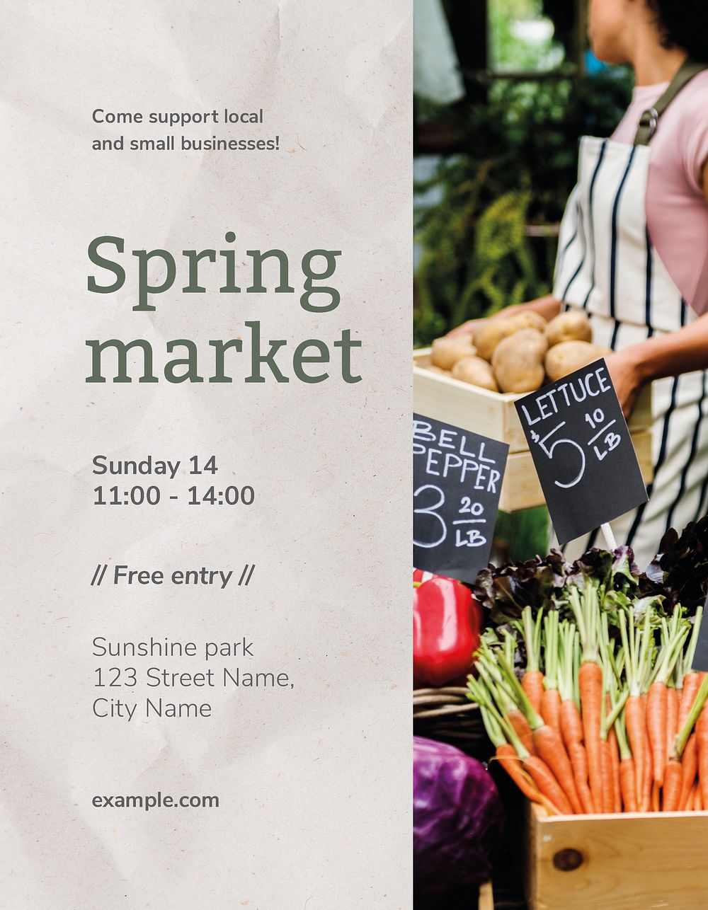 Spring market poster template, small business ad psd