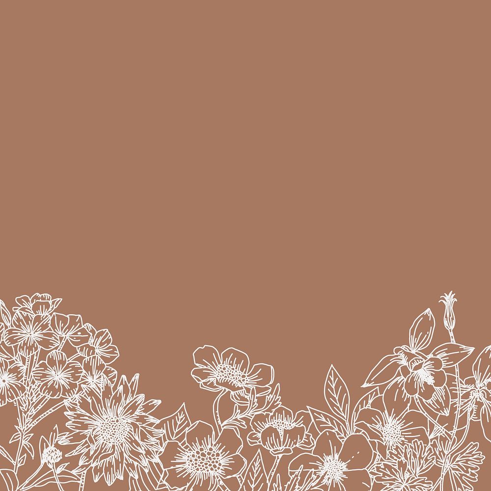 Vintage flower border background, brown design vector