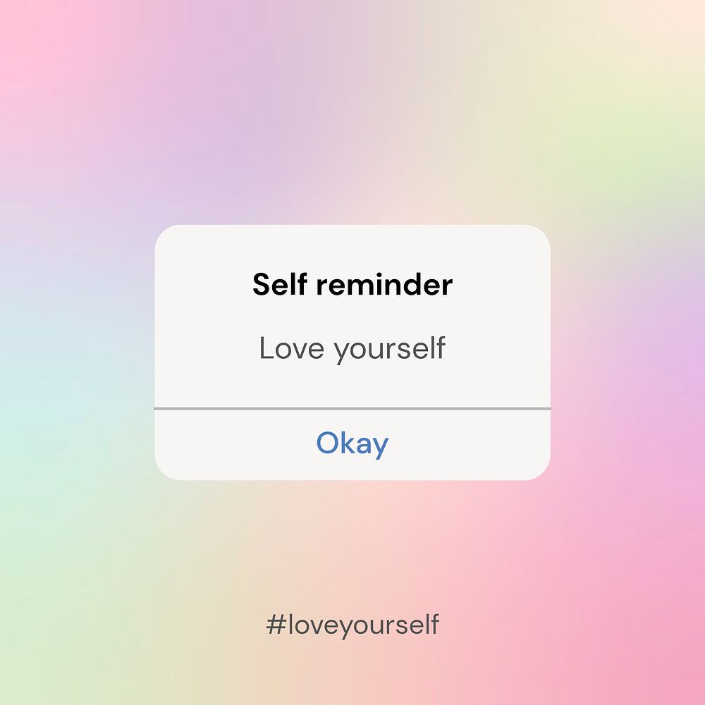 Aesthetic Instagram post template, self-love, gradient design vector