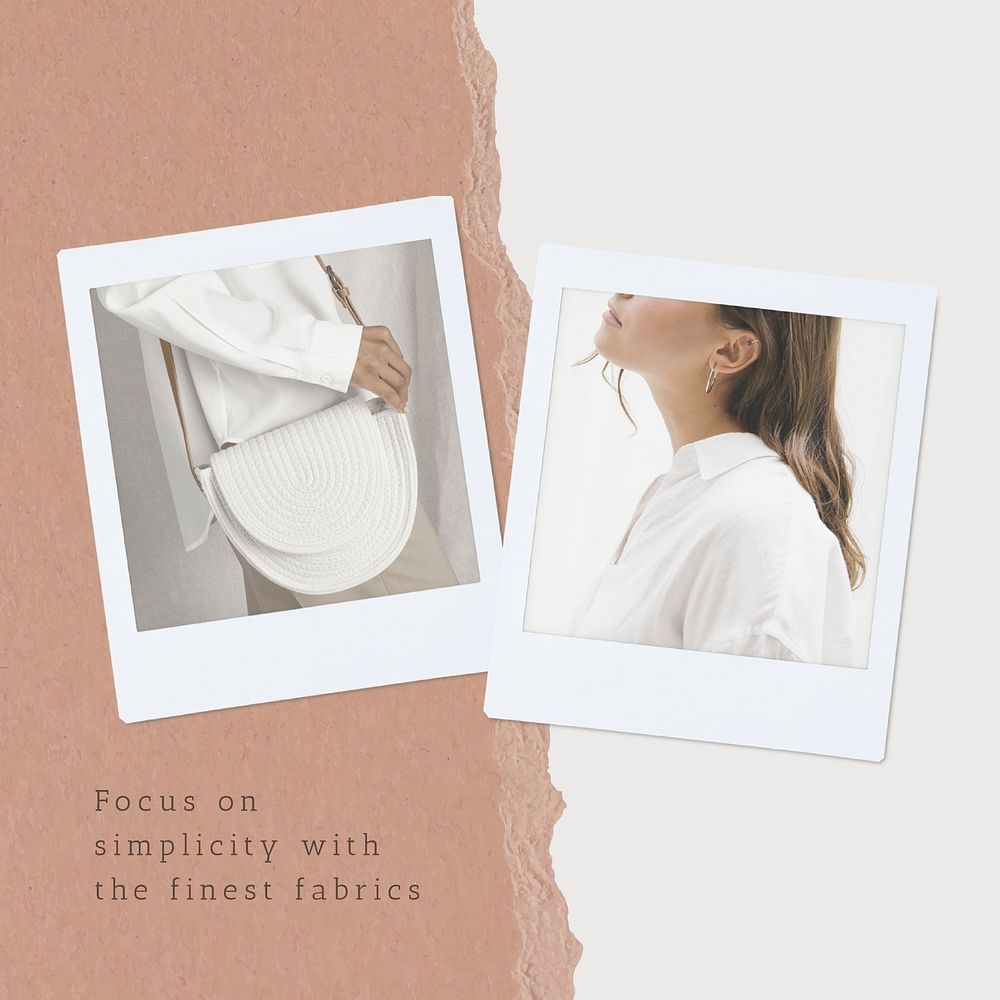 Fashion Instagram ad template, pastel beige design vector