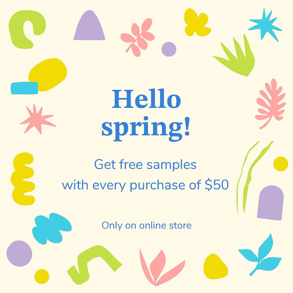 Spring sale template, Instagram post ad psd