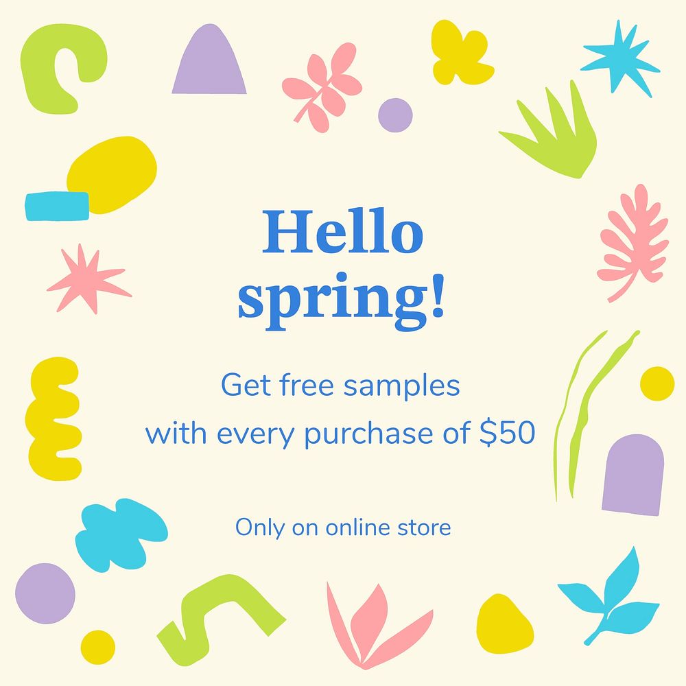 Spring sale template, Instagram post ad vector