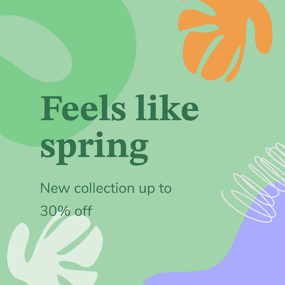 Spring sale template, Instagram post ad psd