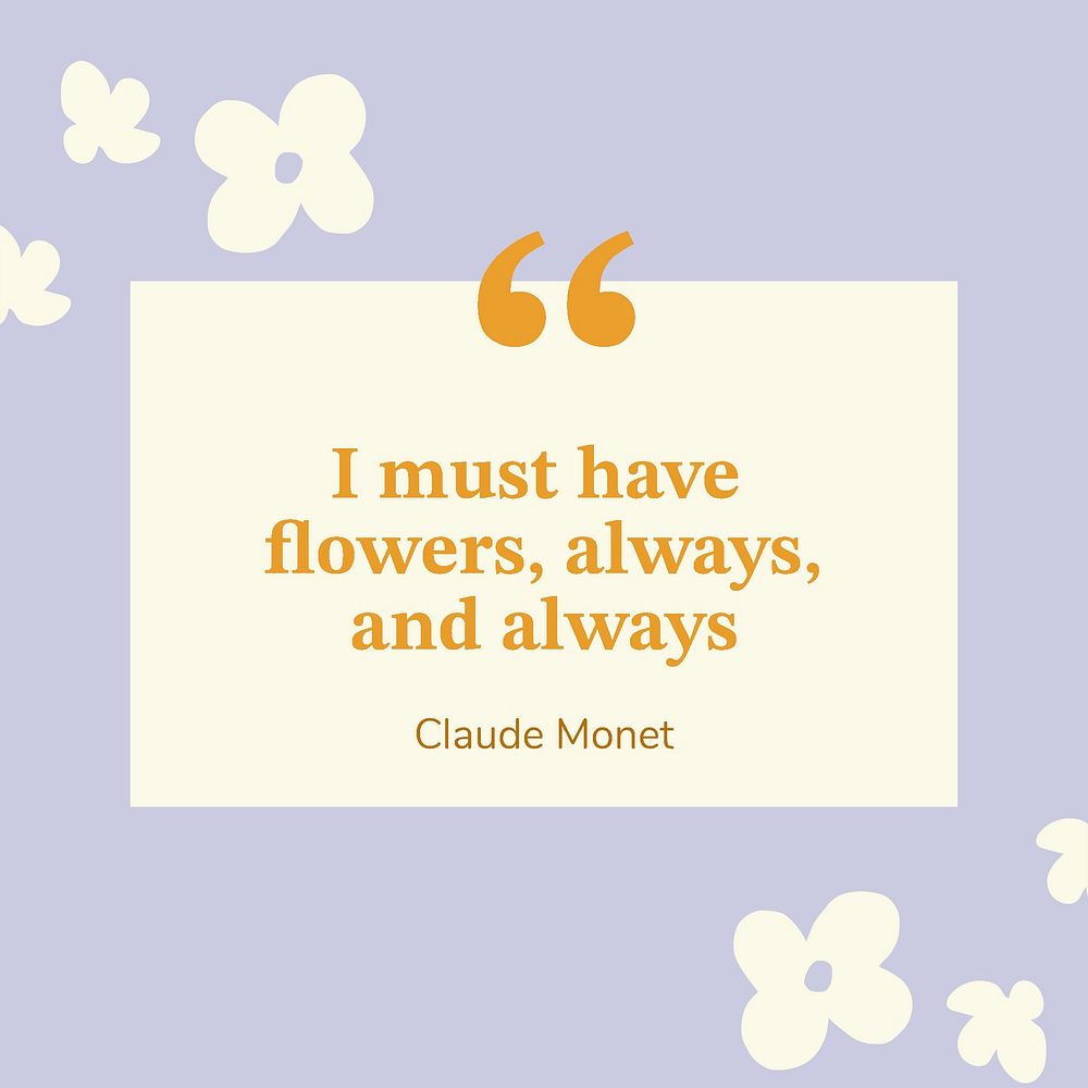 Cute flower template, Instagram post with inspirational quote psd