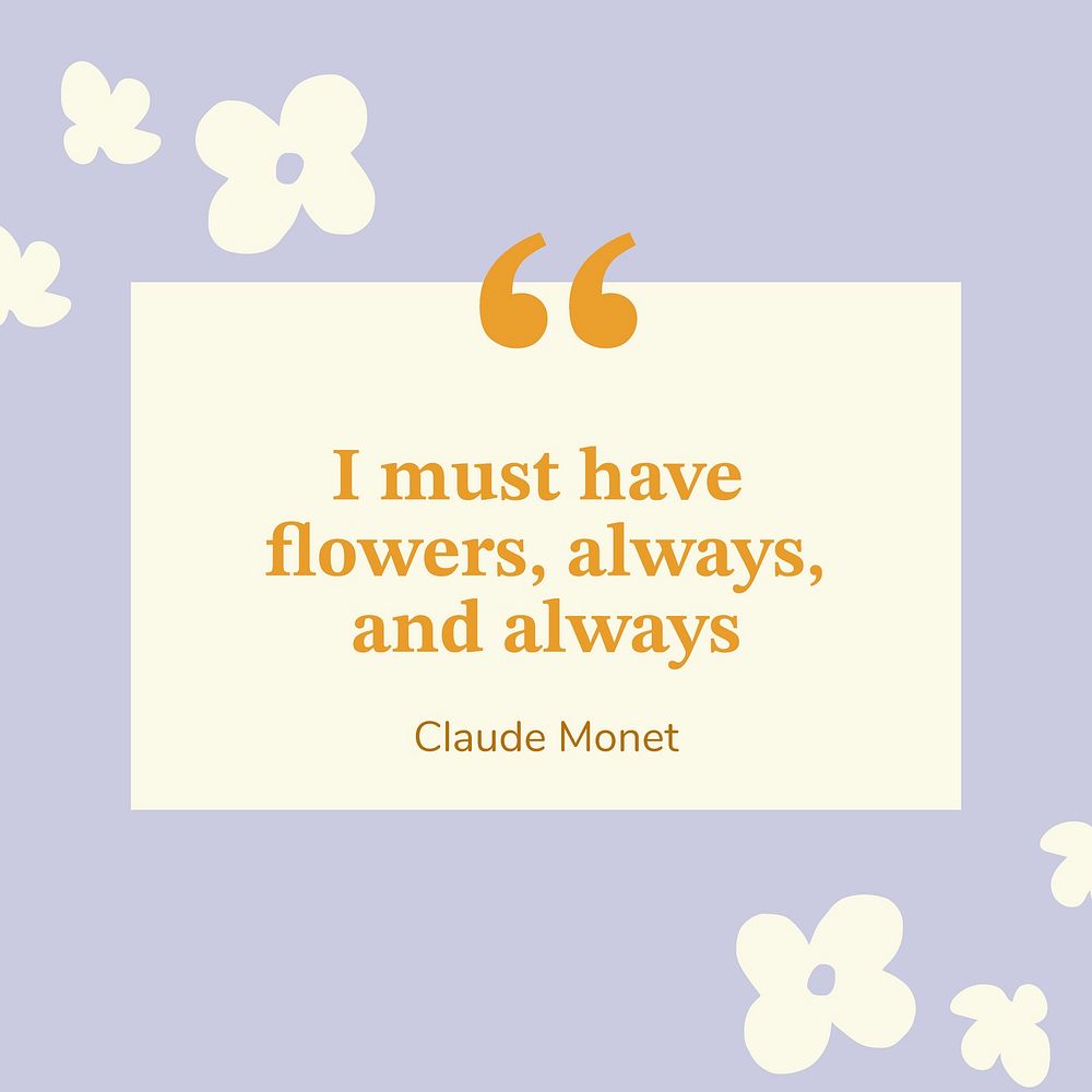 Cute flower template, Instagram post with inspirational quote vector