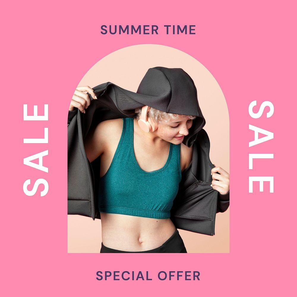 Fashion sale template, sportswear Instagram ad vector