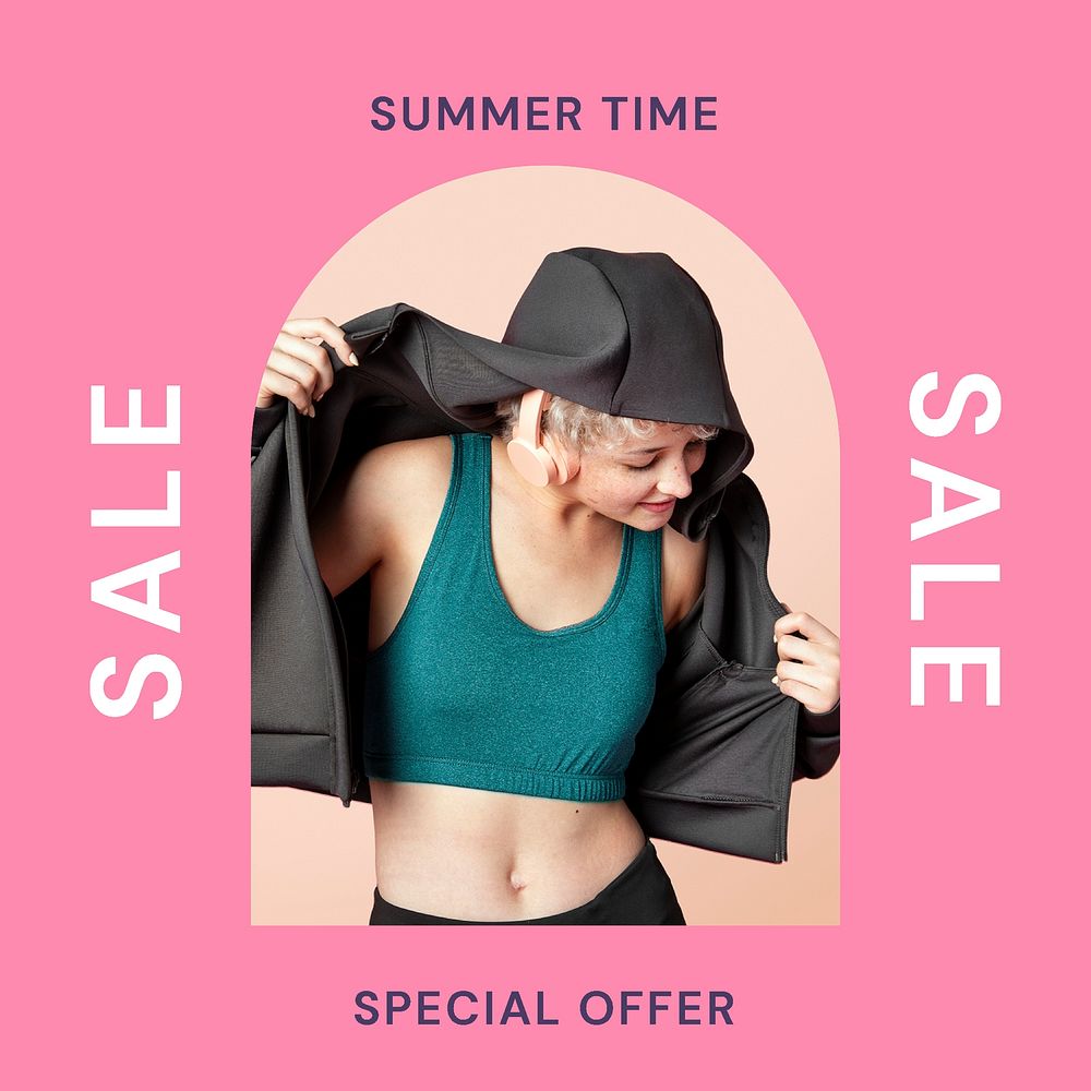 Fashion sale template, sportswear Instagram ad psd