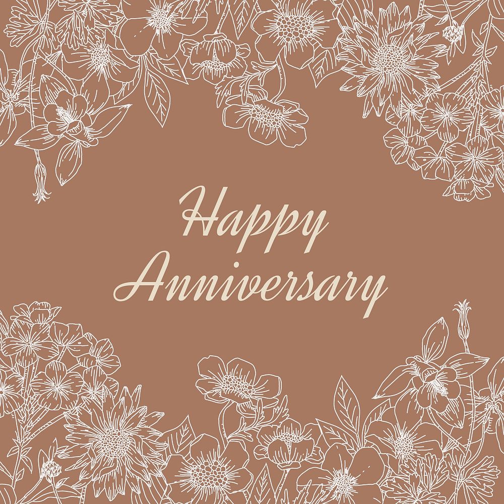 Happy anniversary Instagram post template, aesthetic floral vector