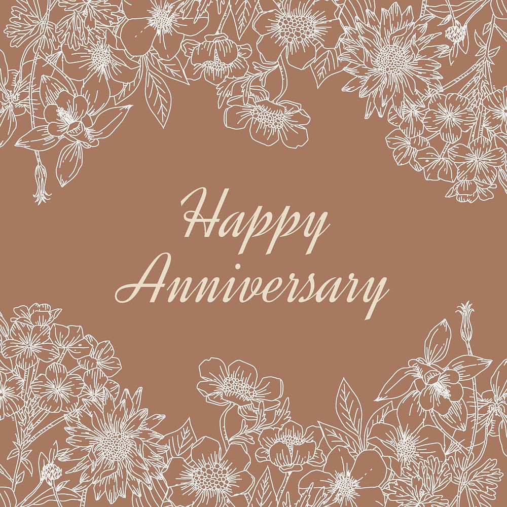 Happy anniversary Instagram post template, aesthetic floral psd