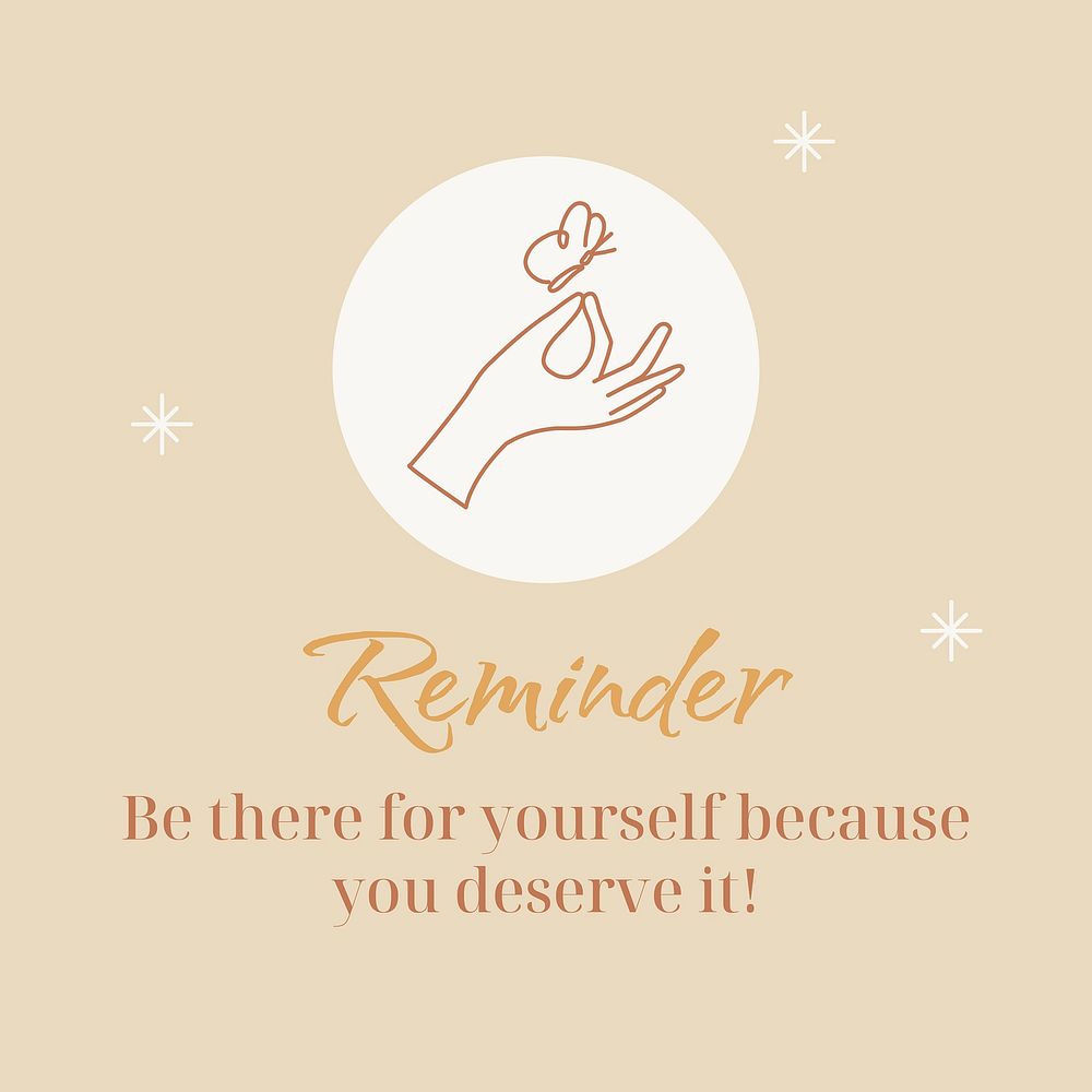 Reminder Instagram ad template, cute self love design vector