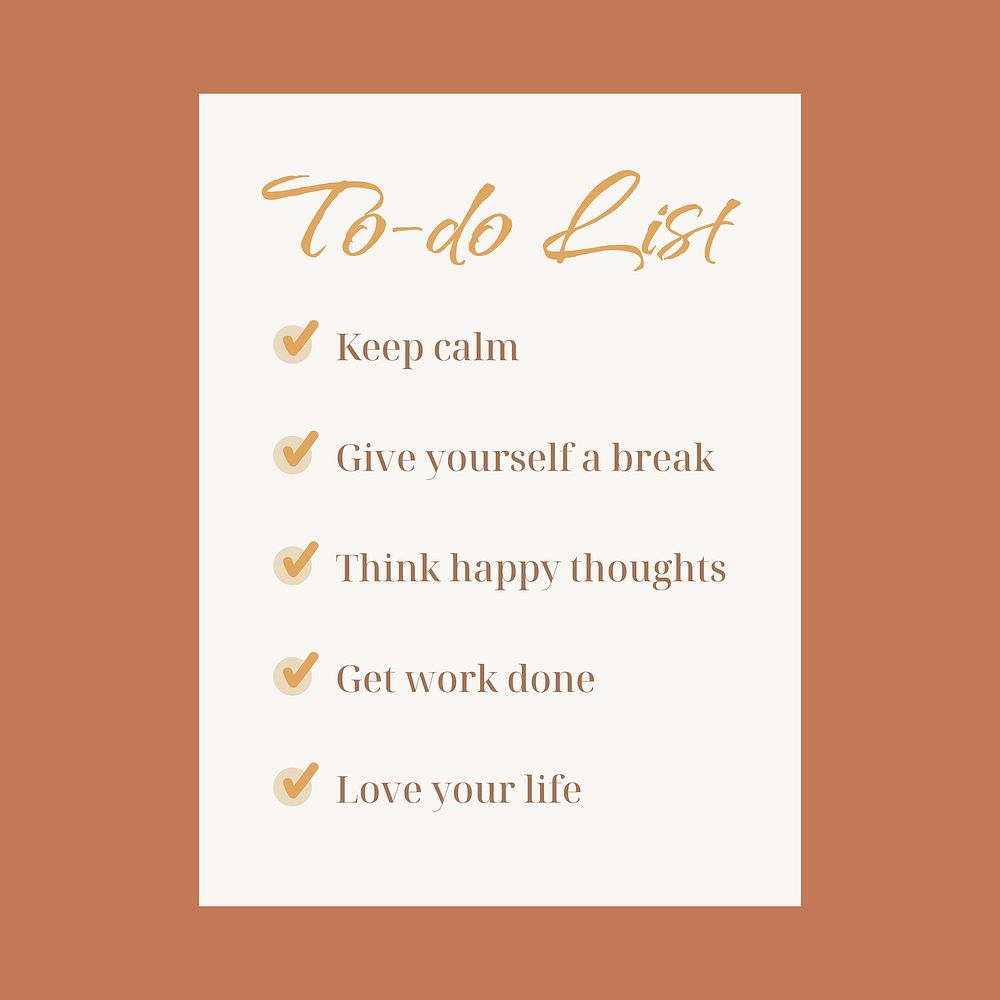 Aesthetic checklist Instagram ad template, inspirational self love design vector