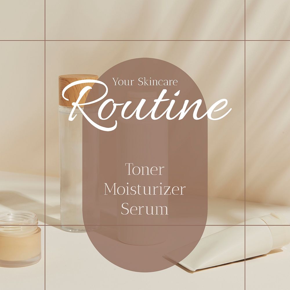 Skincare routine Instagram ad template, customizable skincare design psd