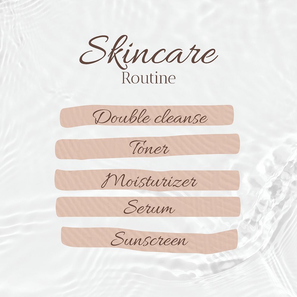 Skincare routine Instagram ad template, list design, customizable for small business psd