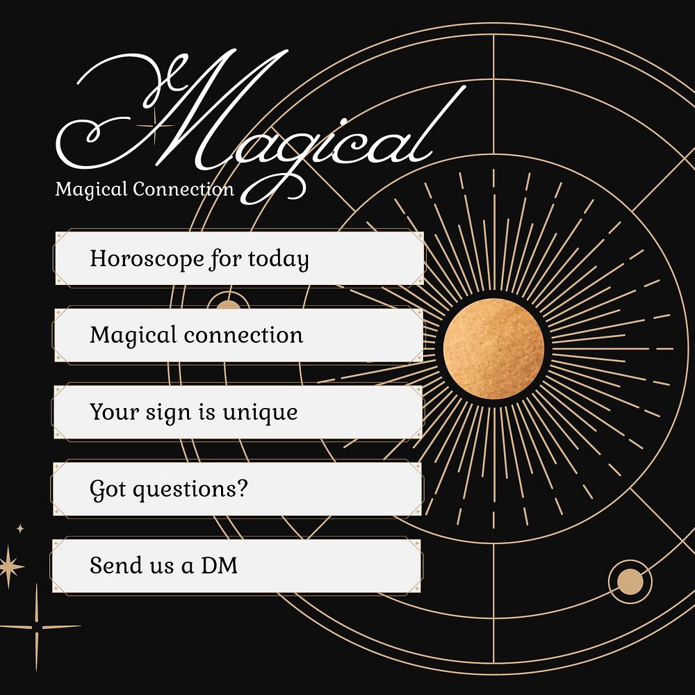 Horoscope Instagram ad template, celestial design vector