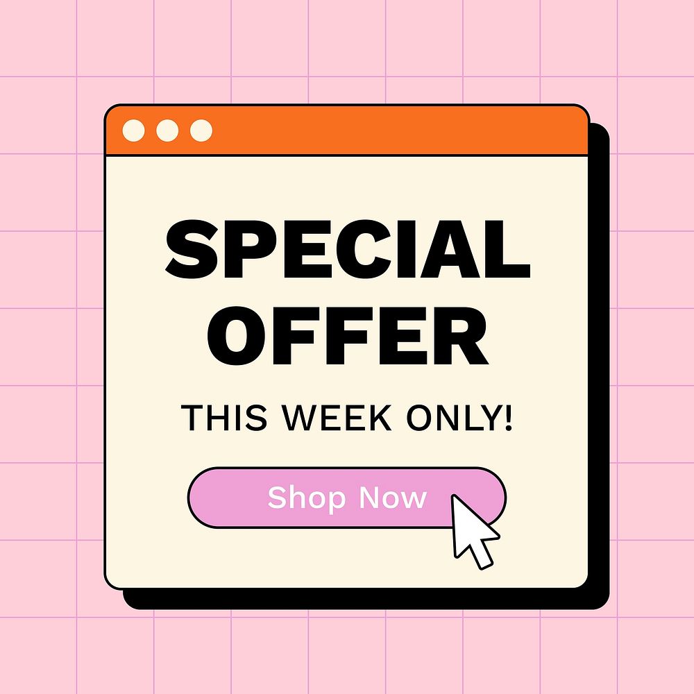 Special offer Instagram ad template for online advertisement vector