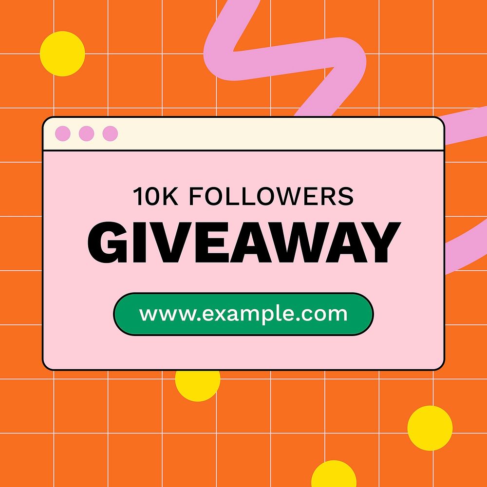 Giveaway Facebook post template for online fashion shop, retro Memphis style vector