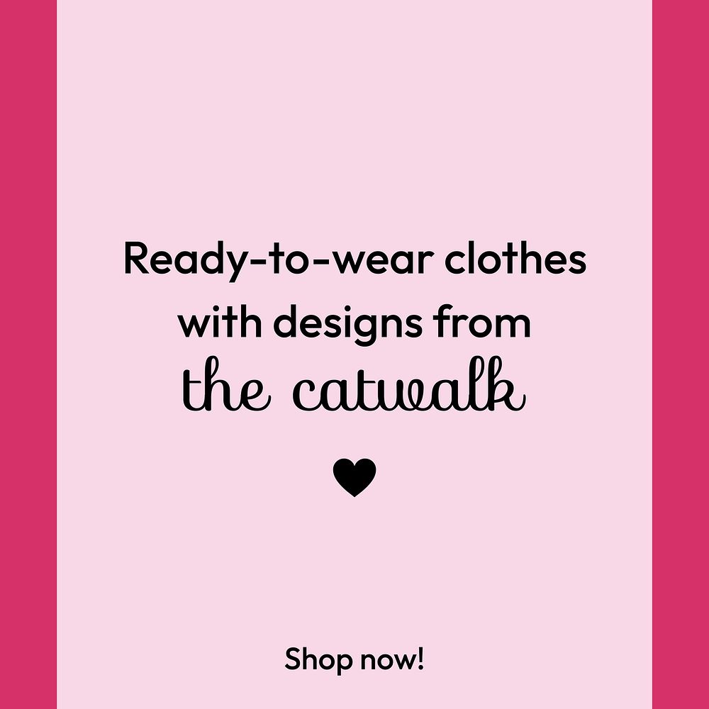 Fashion quote Instagram post template, pink geometric shape style vector