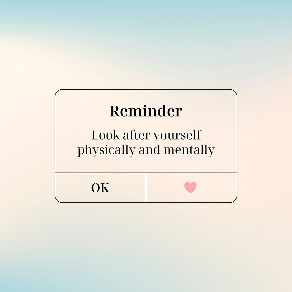Reminder Instagram ad template, cute self love design vector