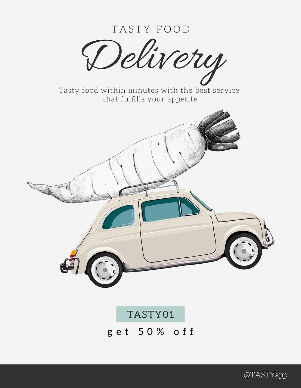 Delivery poster template, food design, small business ad vector