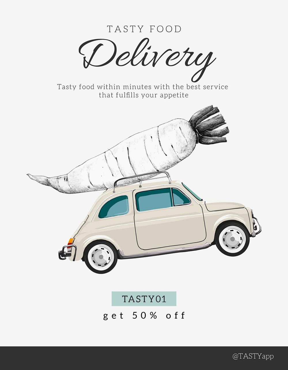 Food delivery flyer template, small business ad psd 