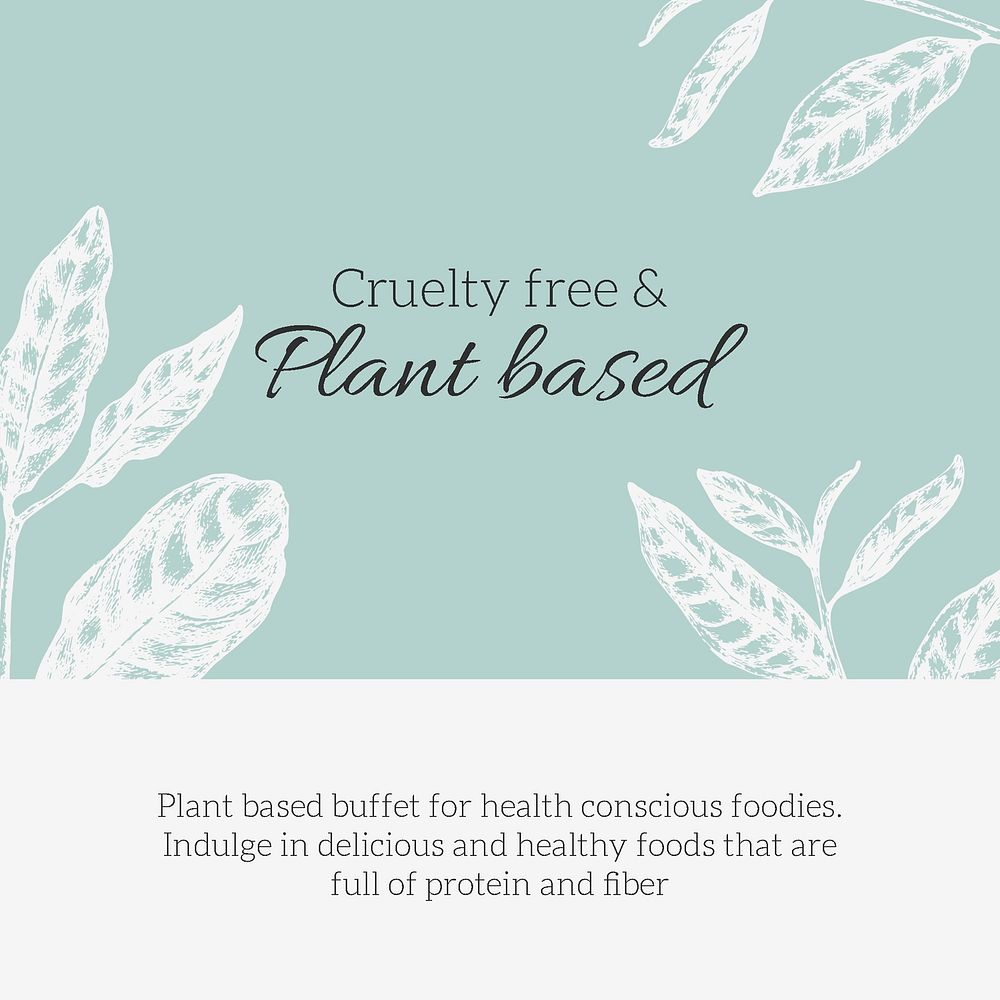 Plant based Instagram ad template, healthy lifestyle design psd