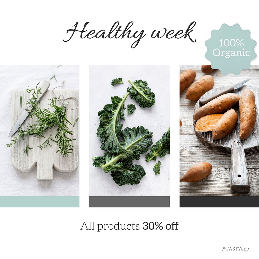 Healthy food Instagram post template, editable design vector