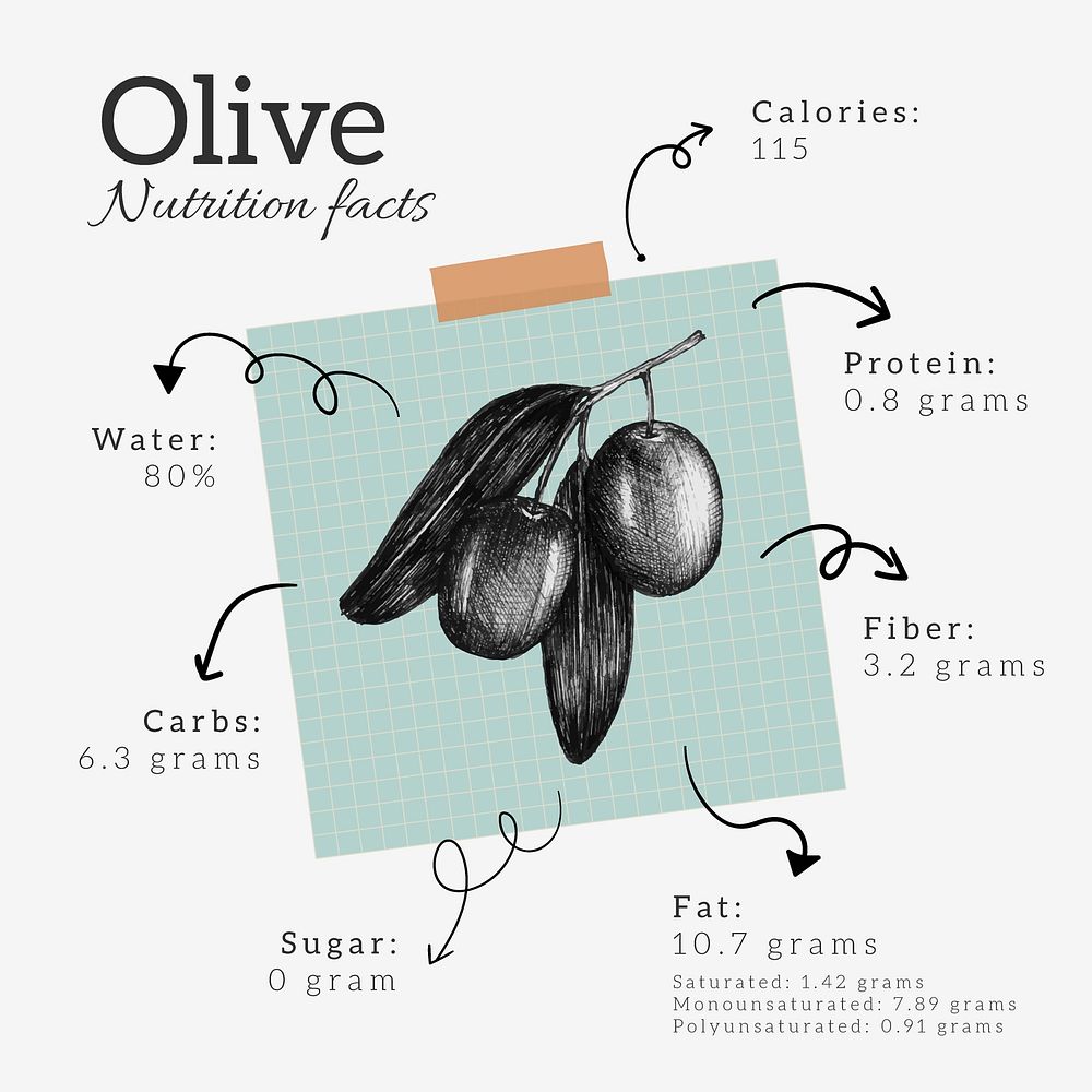 Olive nutrition Facebook post template, food design vector