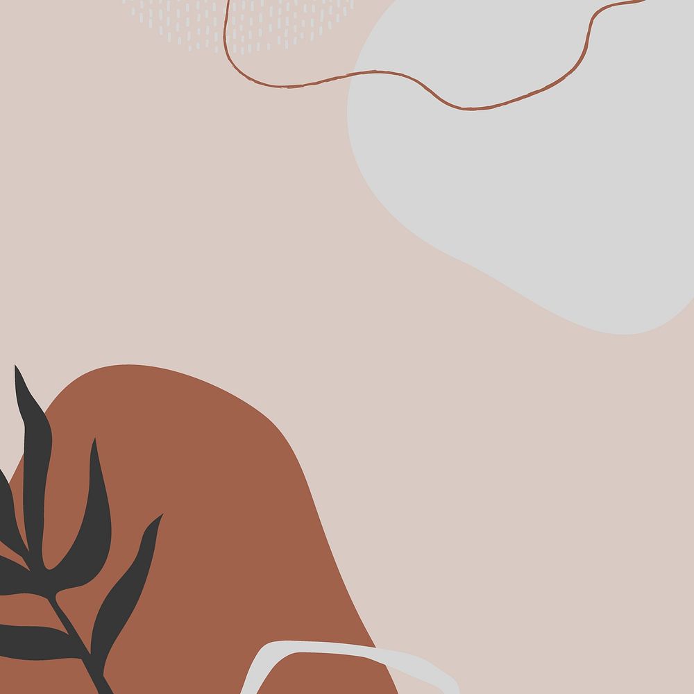 Brown aesthetic leaf Memphis background, minimal design vector