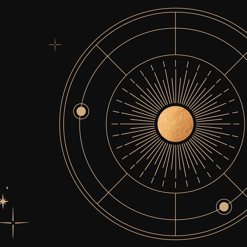 Celestial background, black and gold design vector