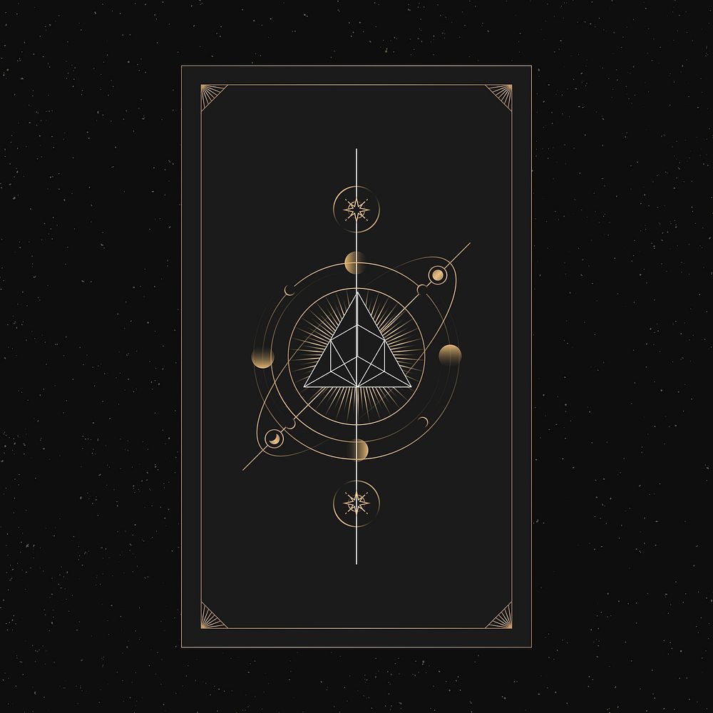 Horoscope frame, aesthetic black and gold design vector