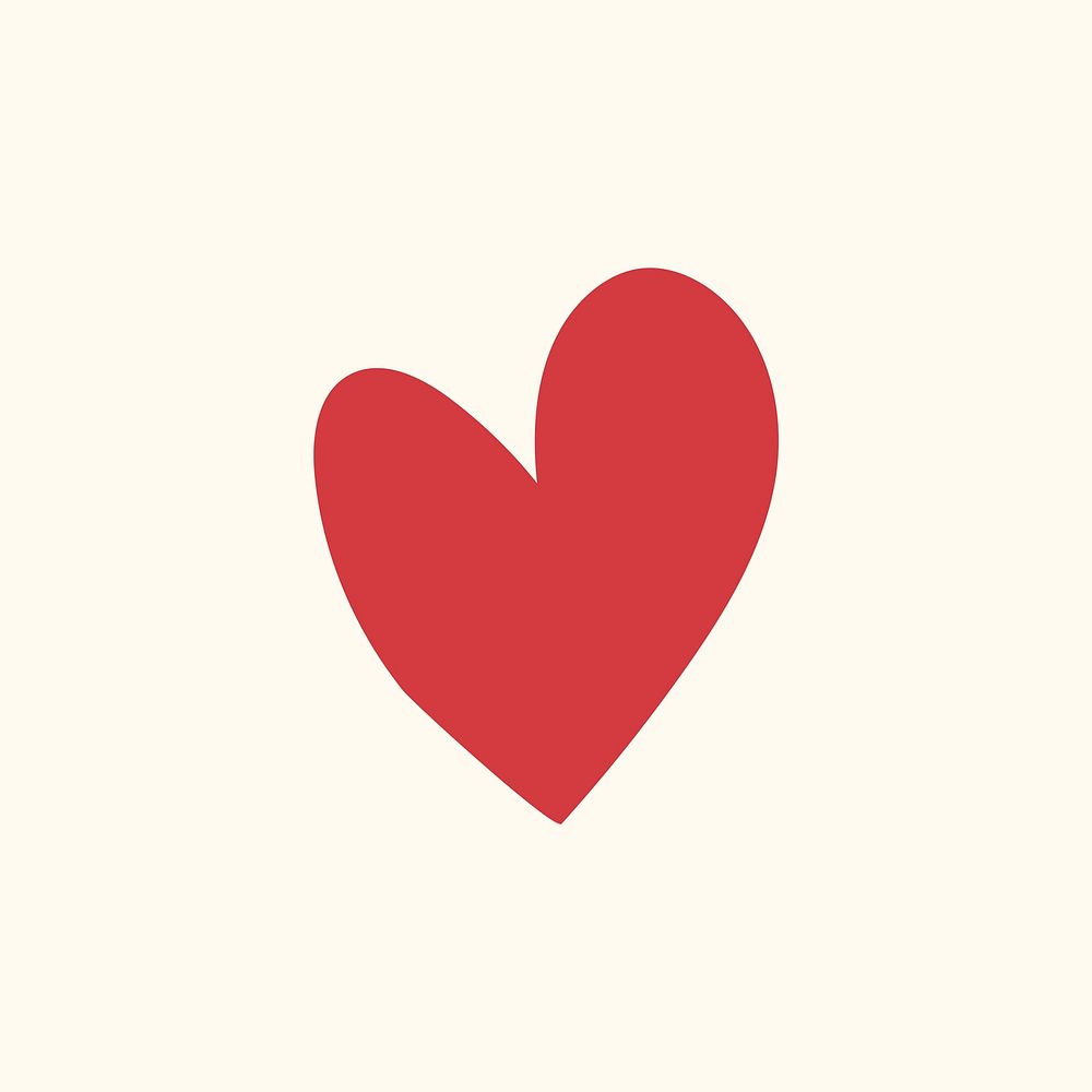 Red heart clipart, cute design vector