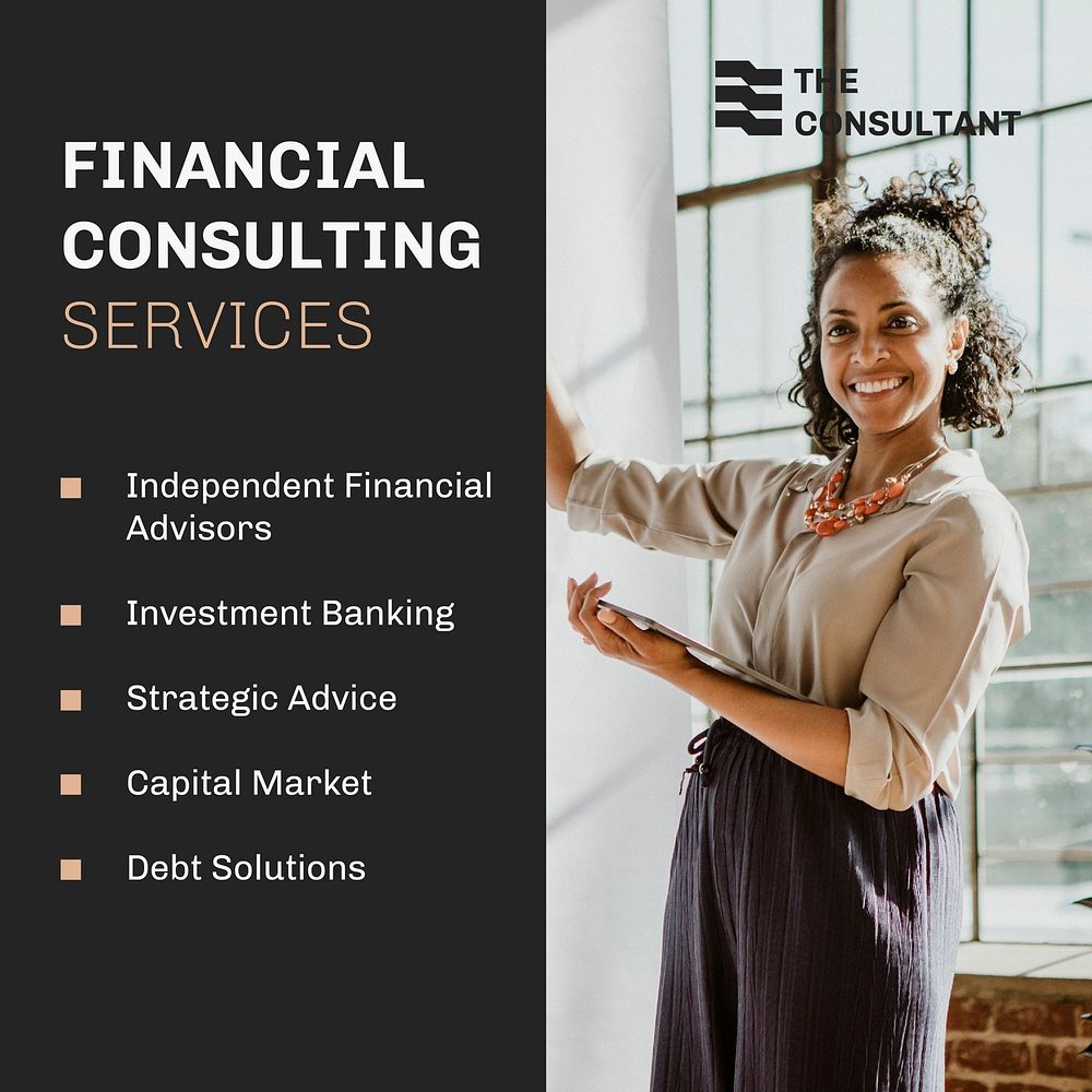 Financial consulting Instagram ad template, debt solutions, beige design vector