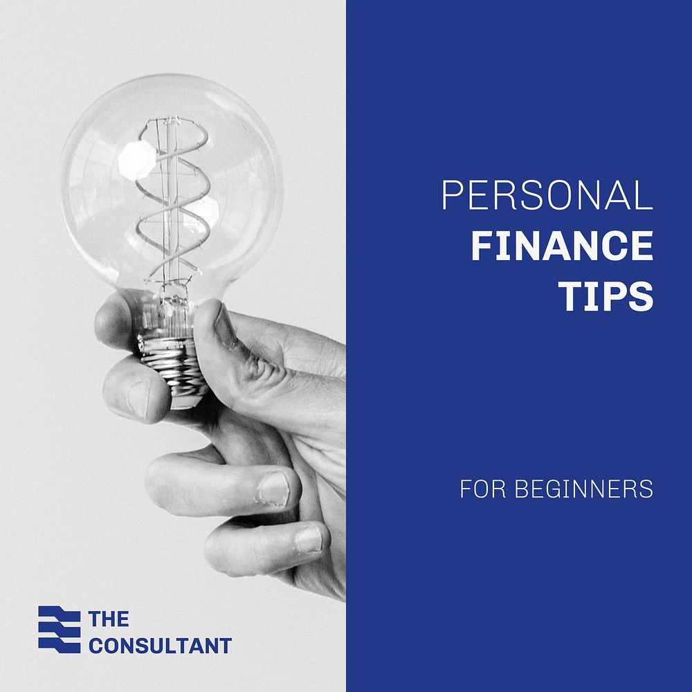 Finance tips Instagram post template, financial service, blue design vector