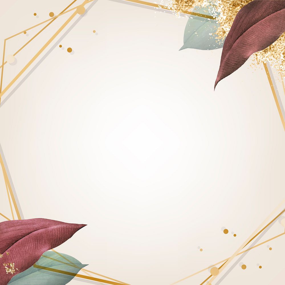 You're invited leaf frame with gold shimmer social media banner vector